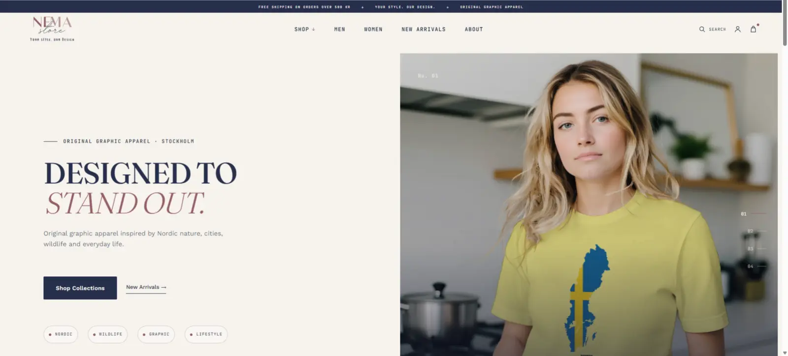 Nema Store fashion e-commerce website